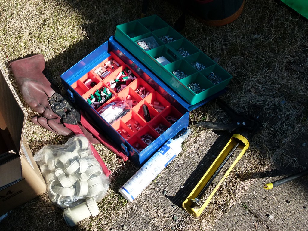 Electrical connectors and fittings from an electrician's toolkit