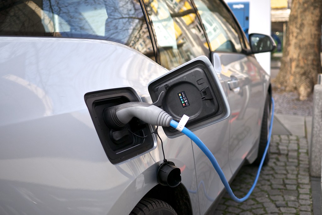 EV charger plugged into a home charging port